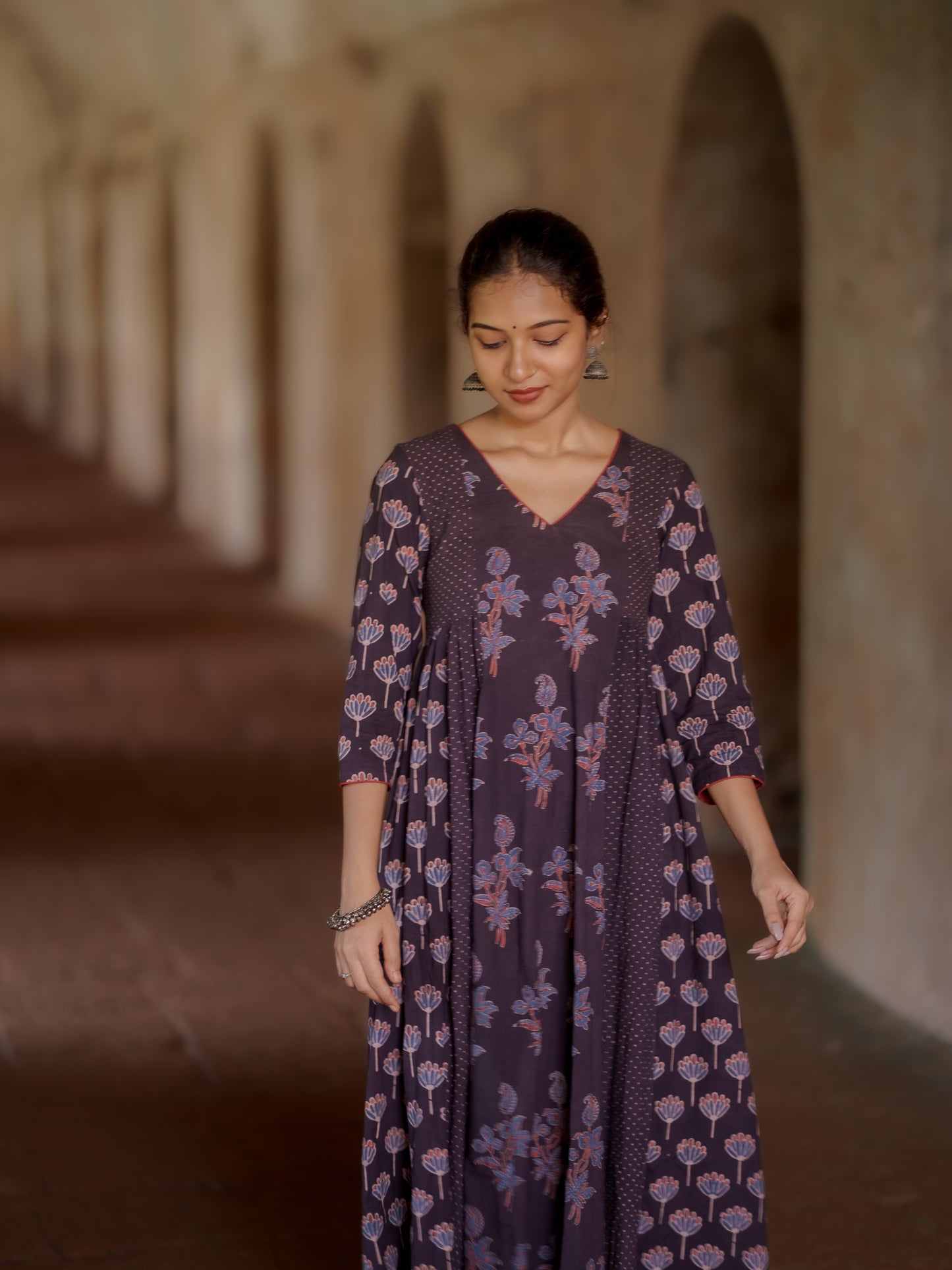 Kaaya Black Ajrakh Kalidaar Set