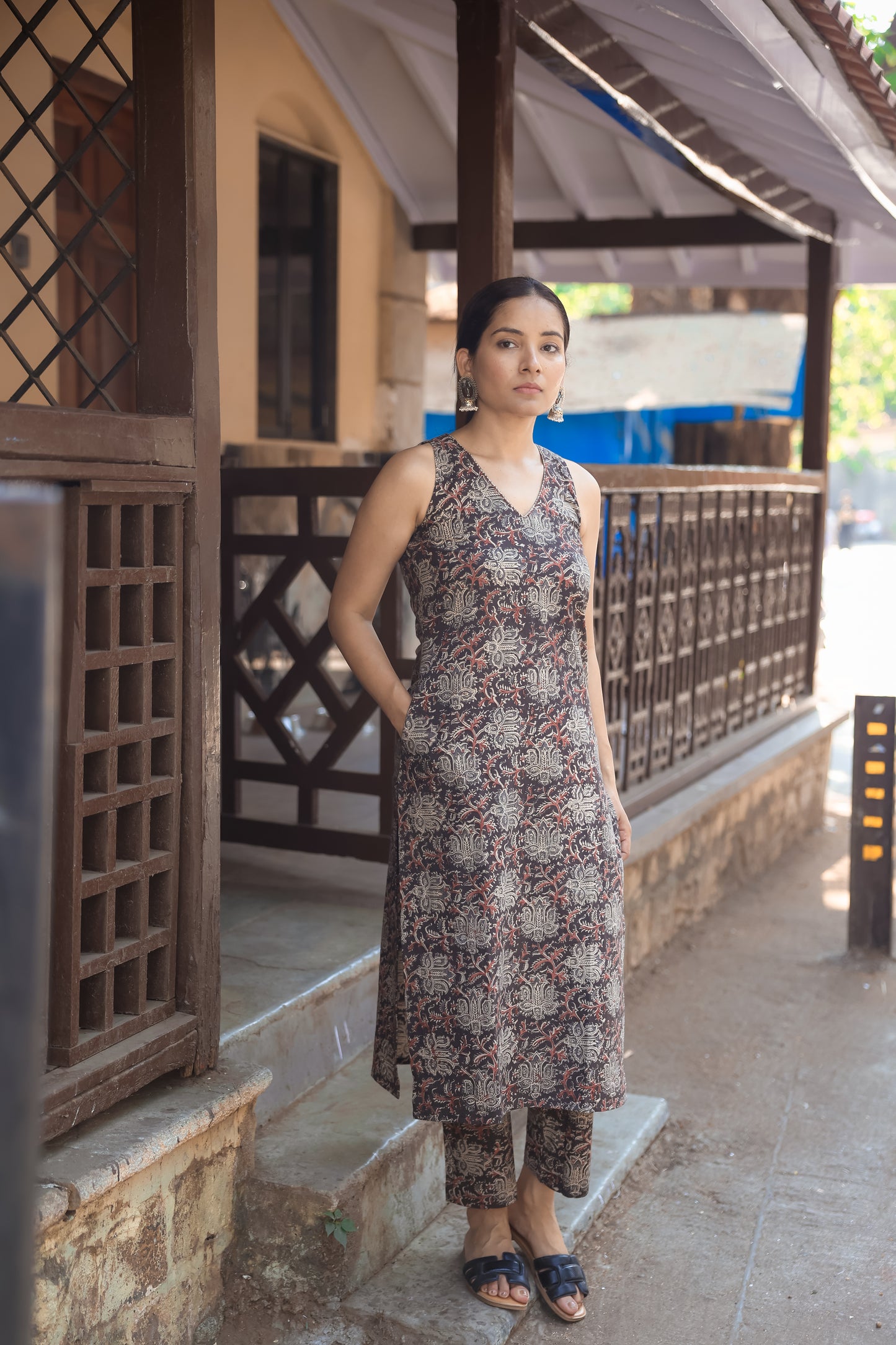 Raha Black Kalamkari Co-ord Set