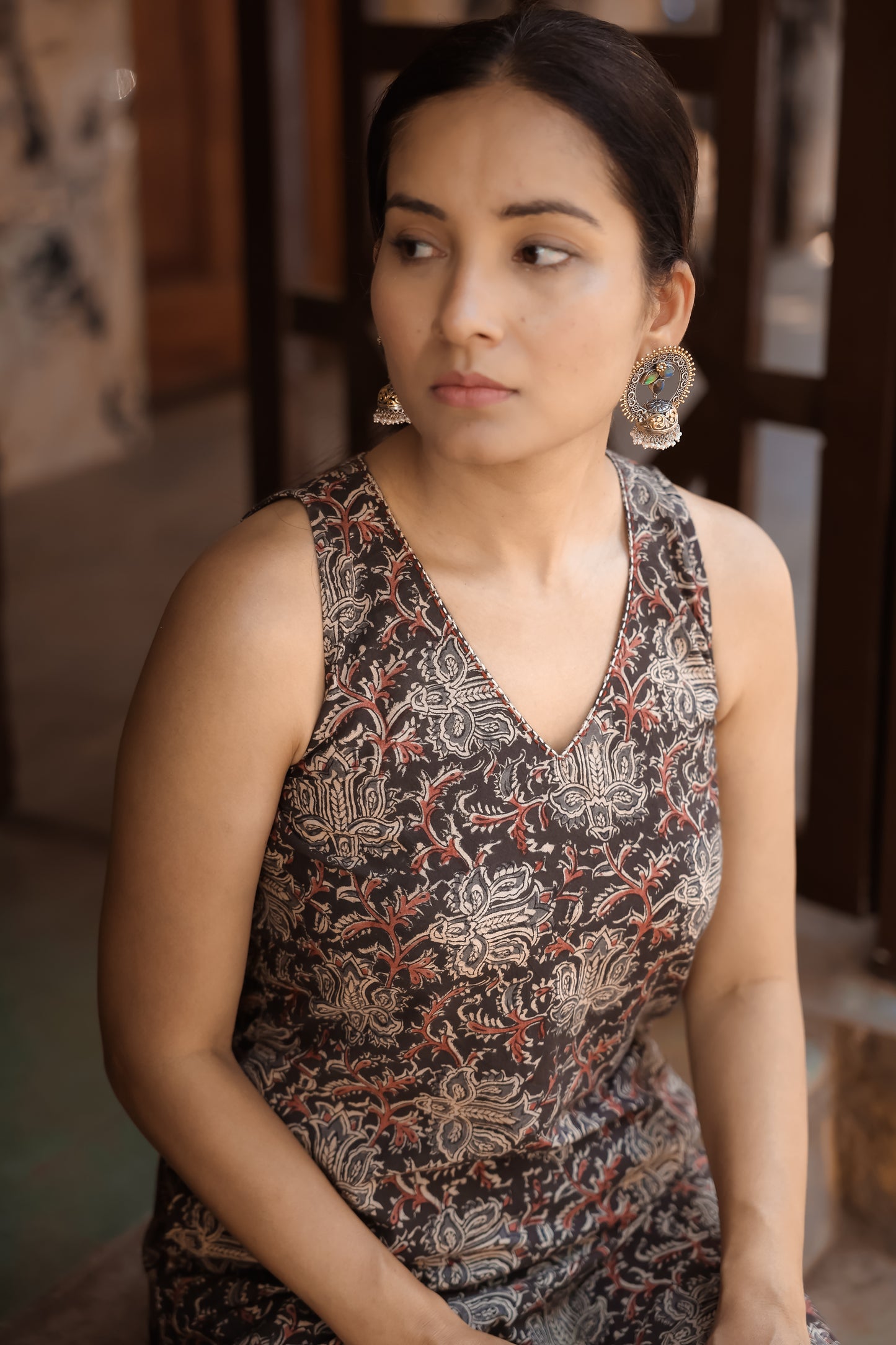 Raha Black Kalamkari Co-ord Set