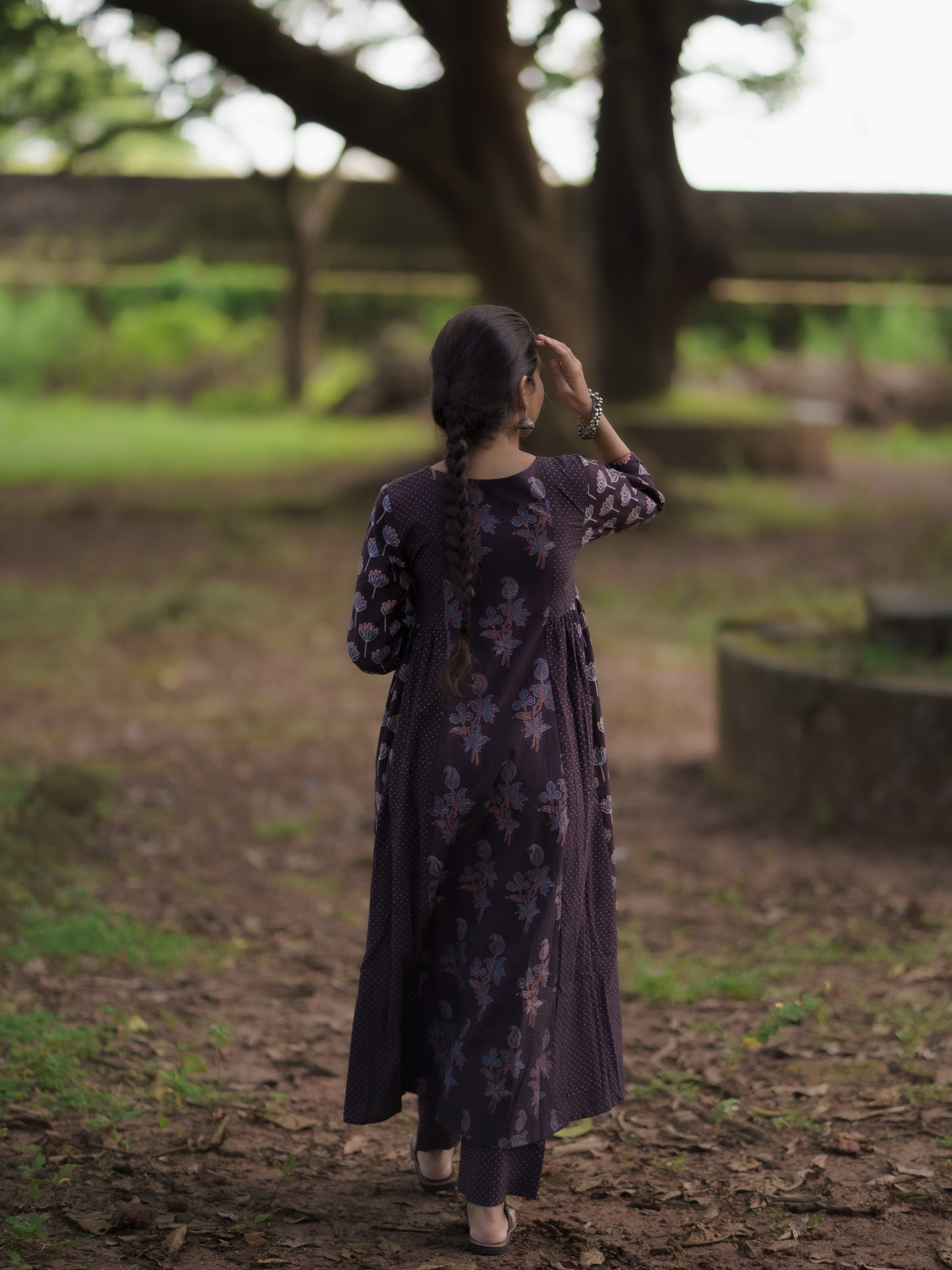 Kaaya Black Ajrakh Kalidaar Set
