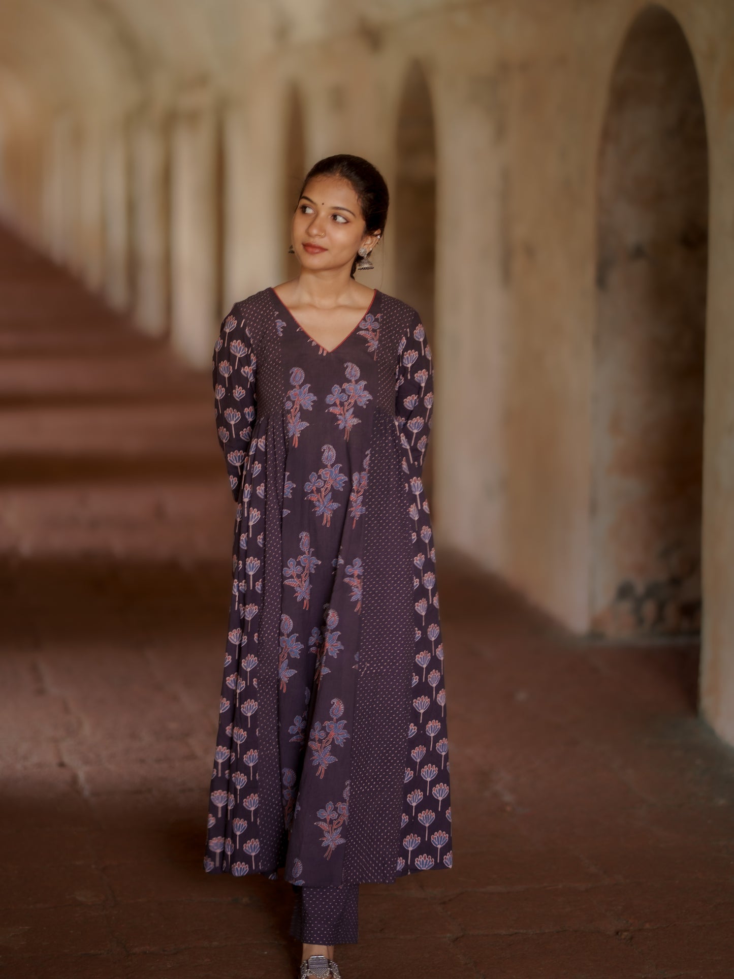 Kaaya Black Ajrakh Kalidaar Set