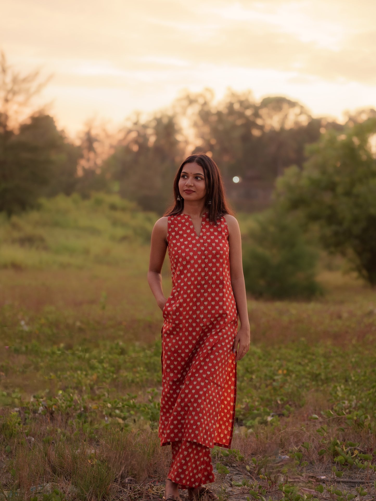 Gamyam Madder Red Bagru Co-ord Set