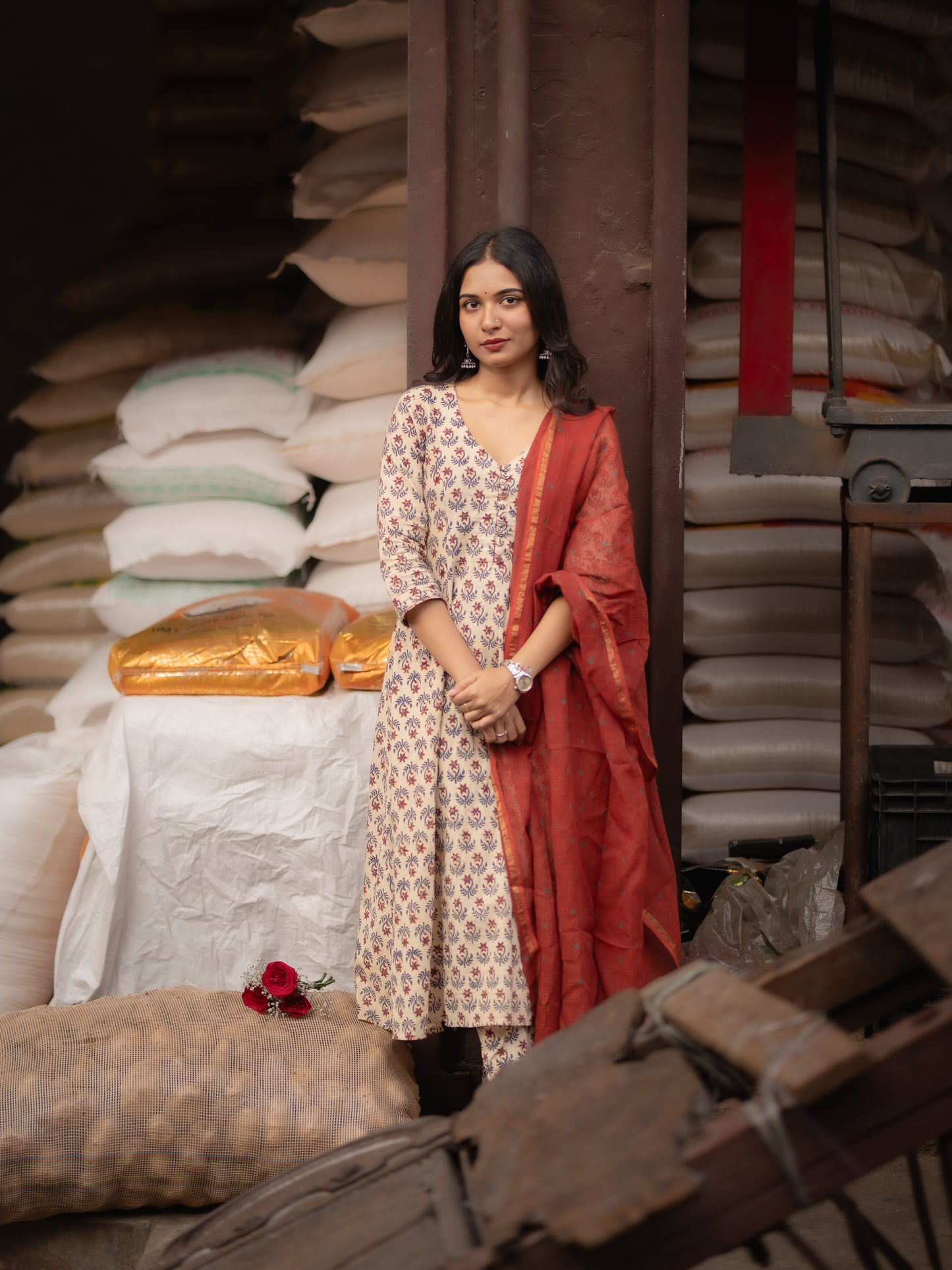 Maya Madder Red Kota Cotton Ajrakh dupatta