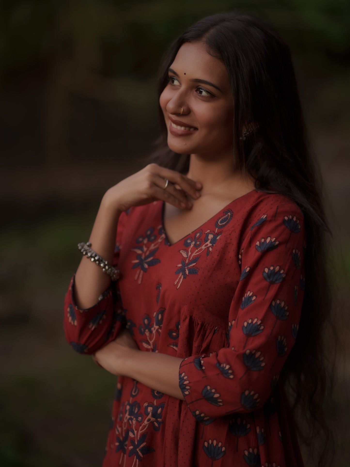 Kaaya Madder Red Ajrakh Kalidaar Set