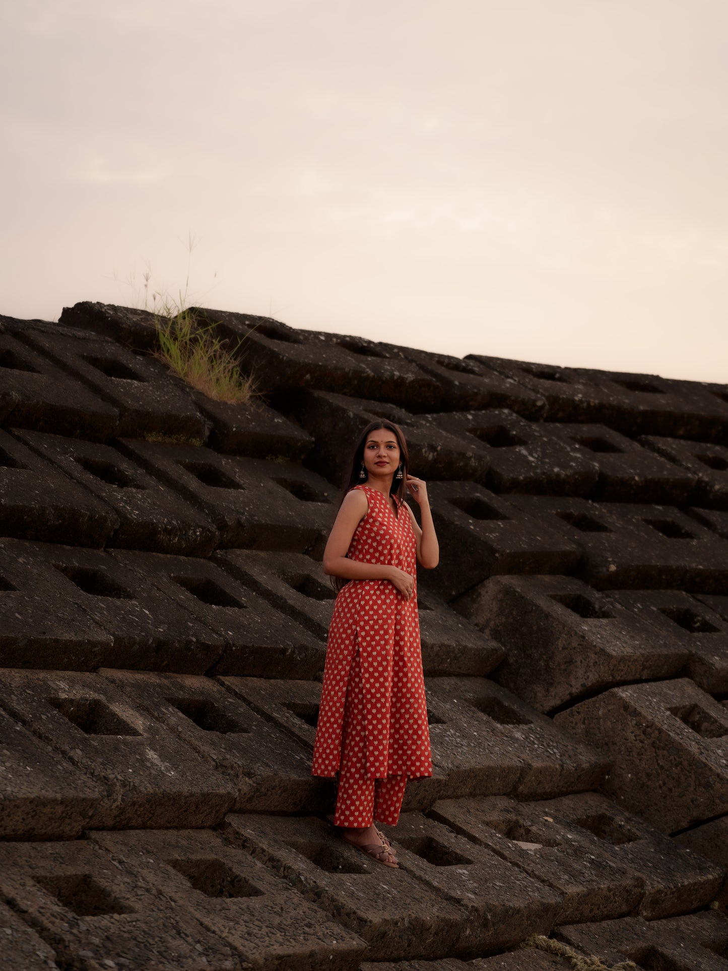 Gamyam Madder Red Bagru Co-ord Set