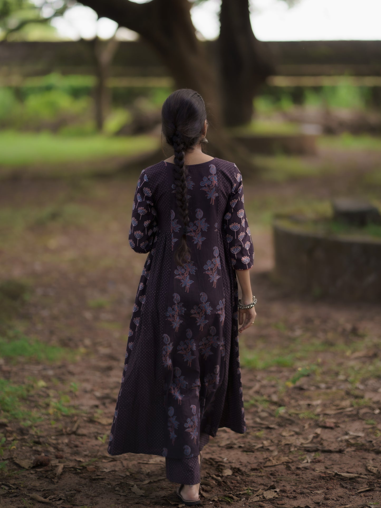 Kaaya Black Ajrakh Kalidaar Set