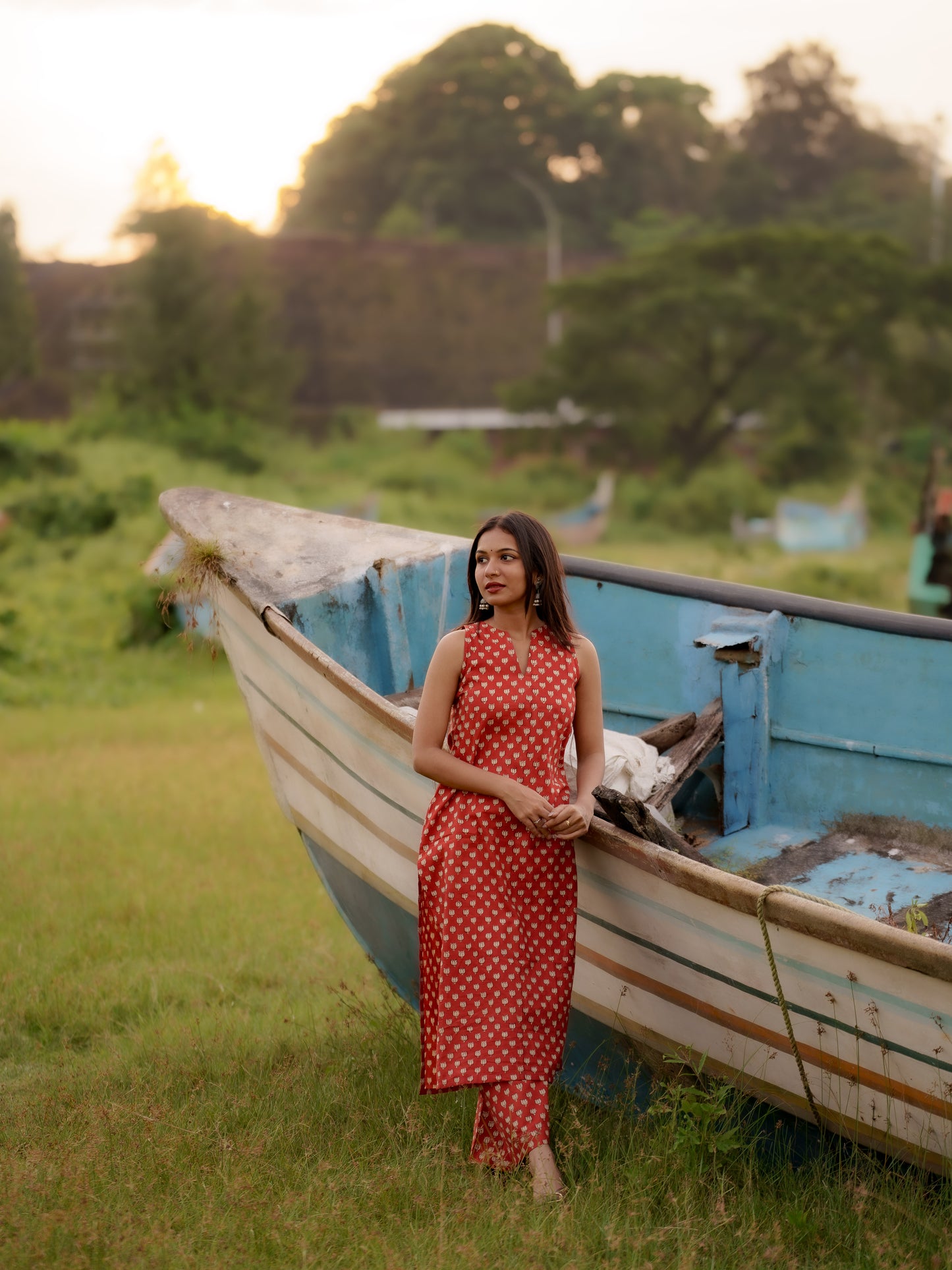 Gamyam Madder Red Bagru Co-ord Set