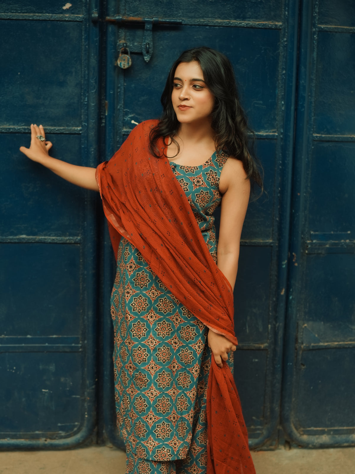 Varnam Indigo Ajrakh Co-ord Set