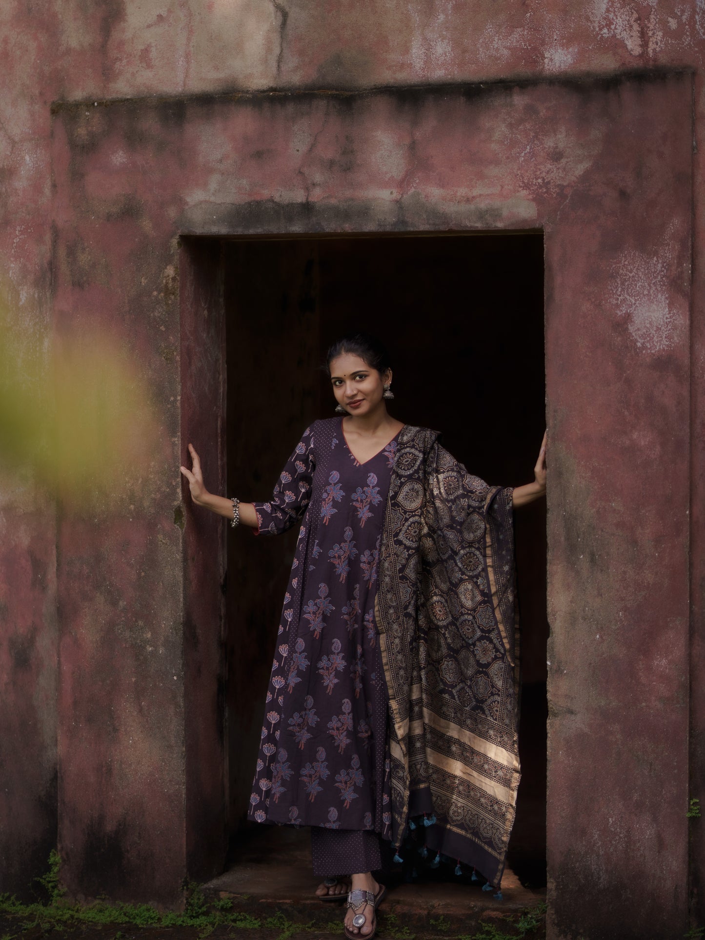 Mannat Black Ajrakh Chanderi Silk Dupatta