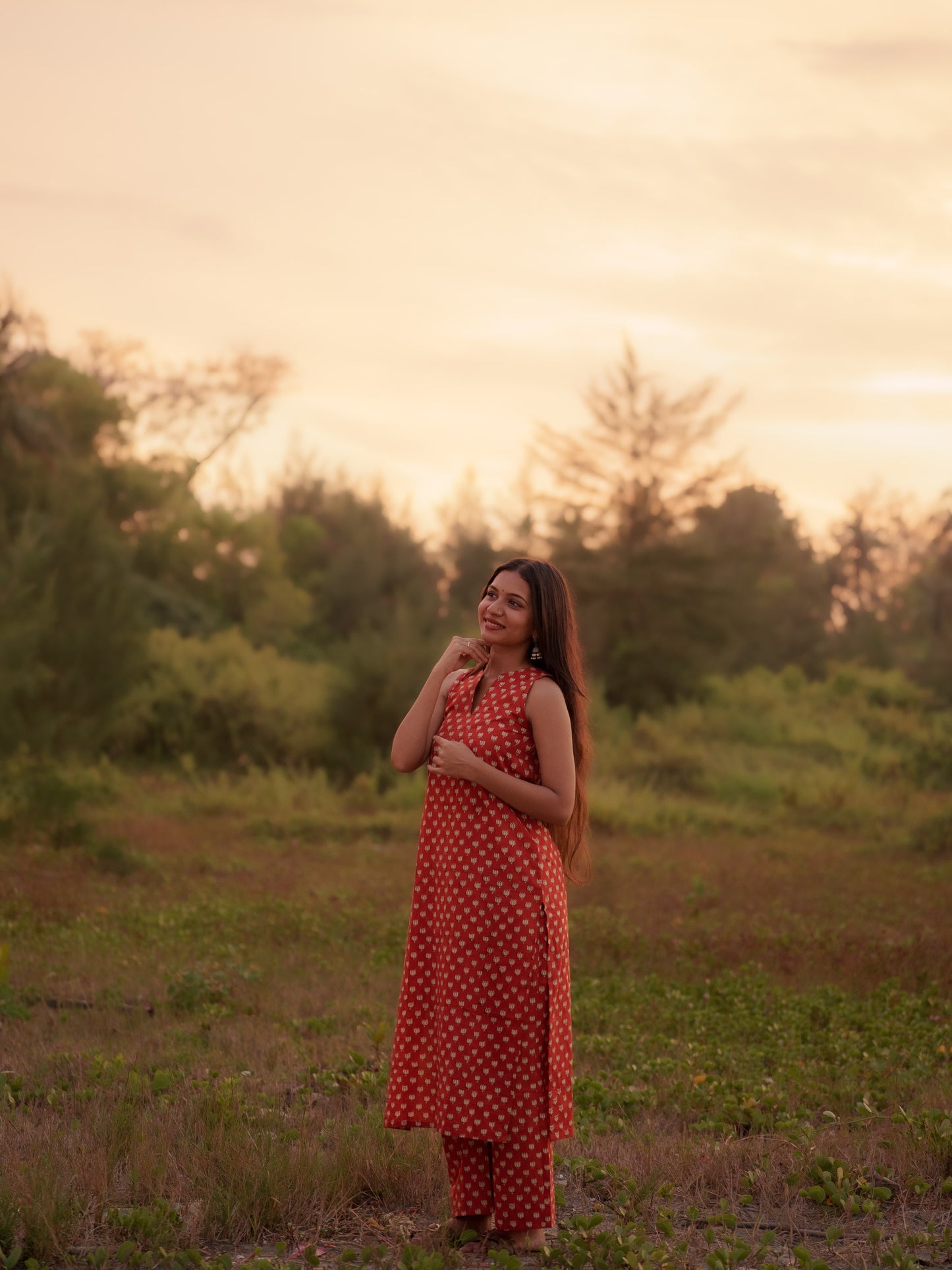 Gamyam Madder Red Bagru Co-ord Set