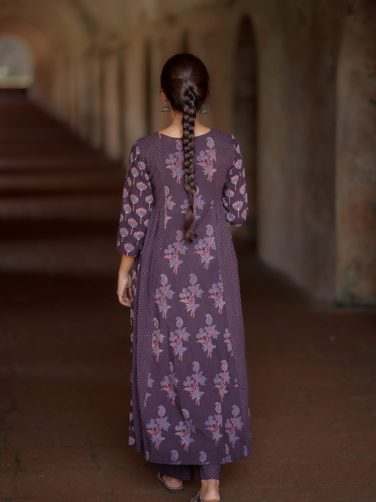 Kaaya Black Ajrakh Kalidaar Set