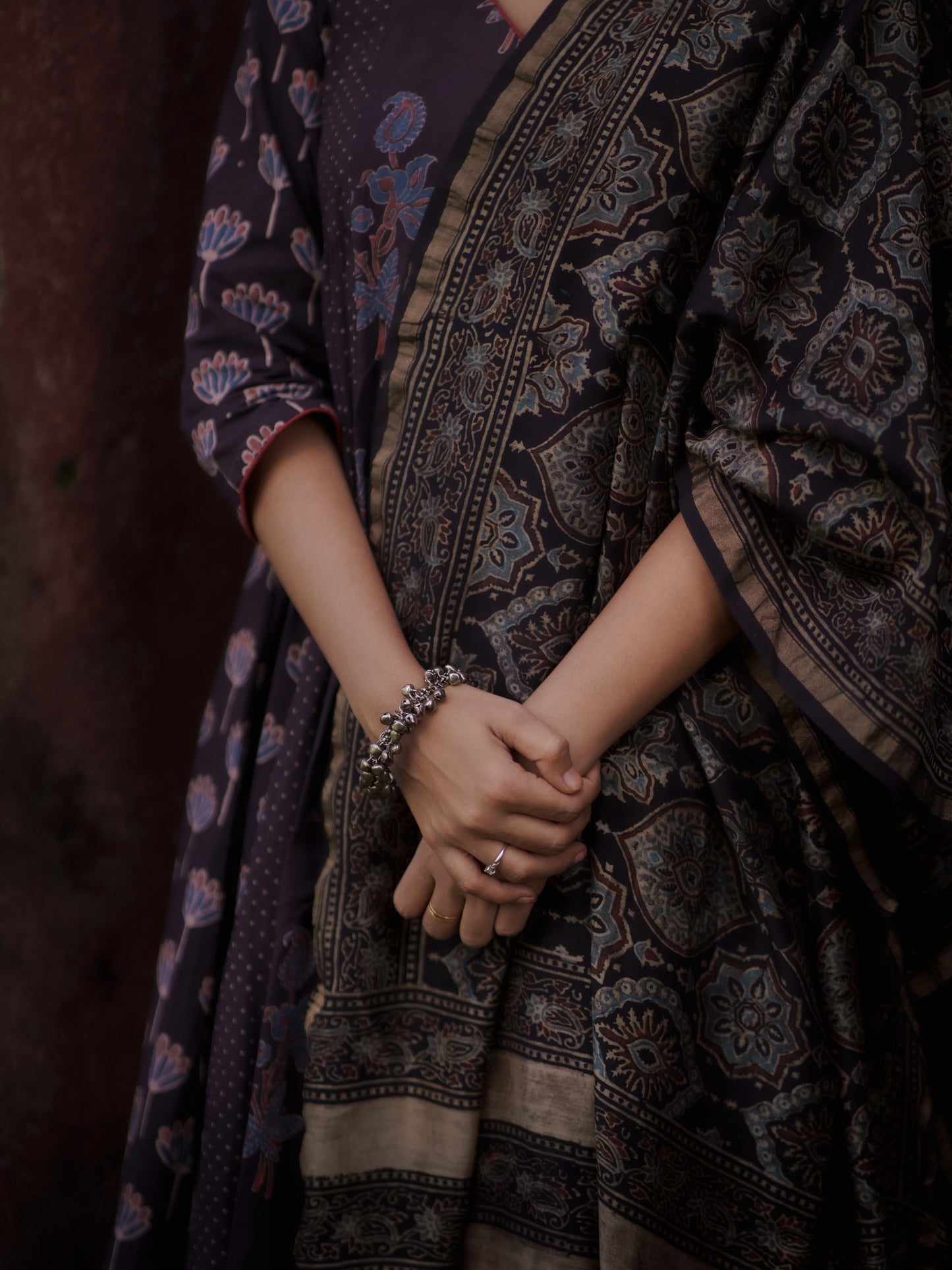 Mannat Black Ajrakh Chanderi Silk Dupatta