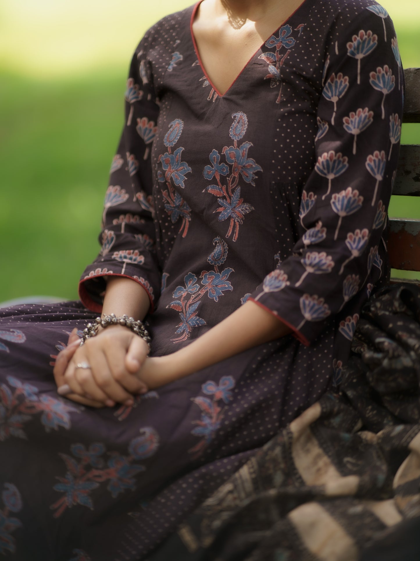 Kaaya Black Ajrakh Kalidaar Set