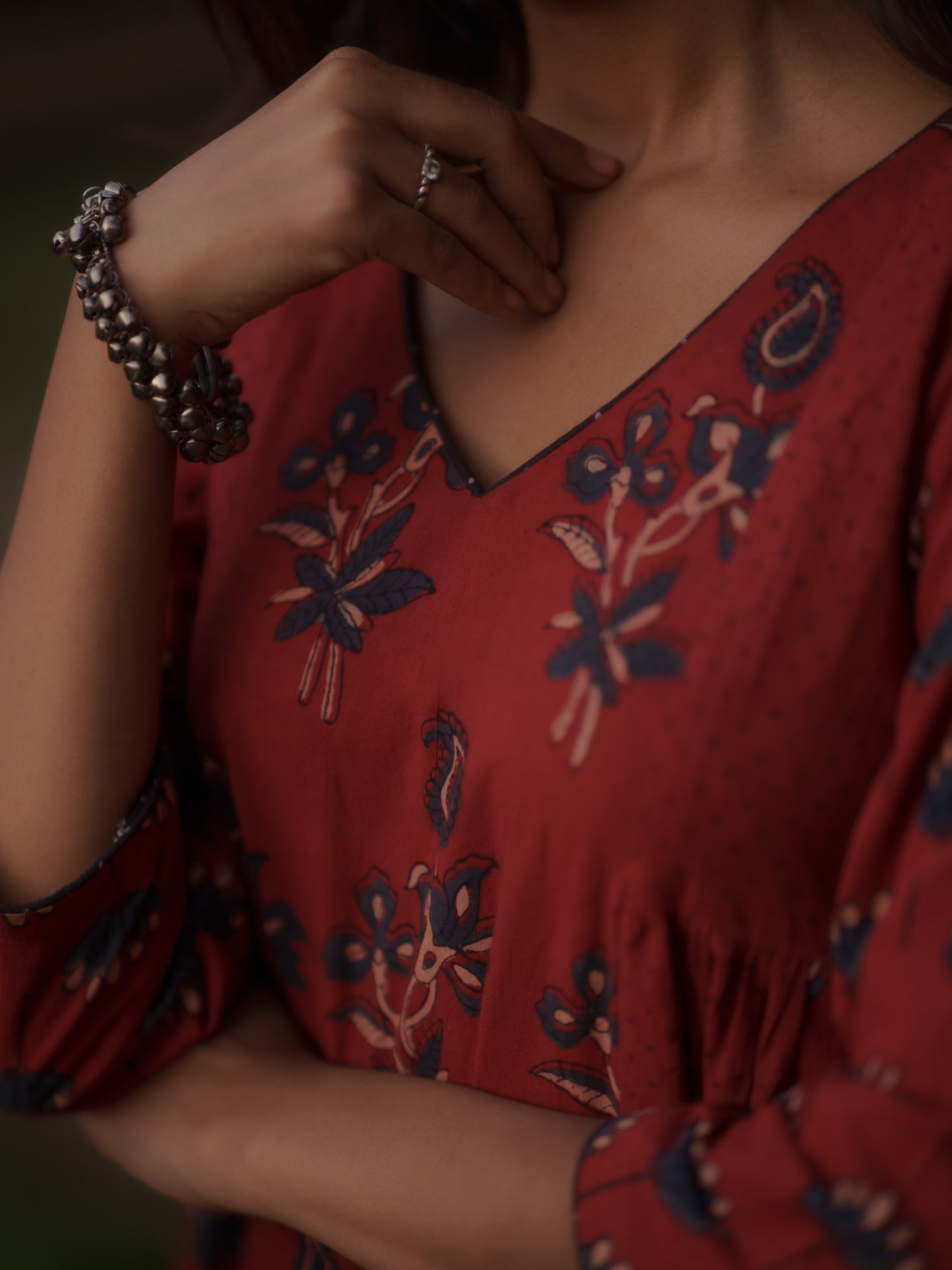 Kaaya Madder Red Ajrakh Kalidaar Set