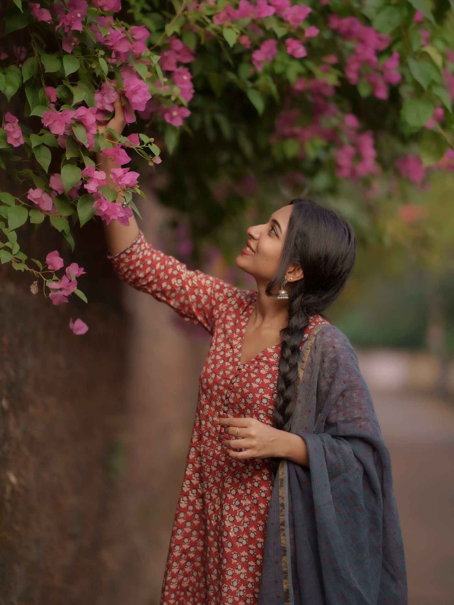 Maya Indigo Kota Cotton Ajrakh dupatta