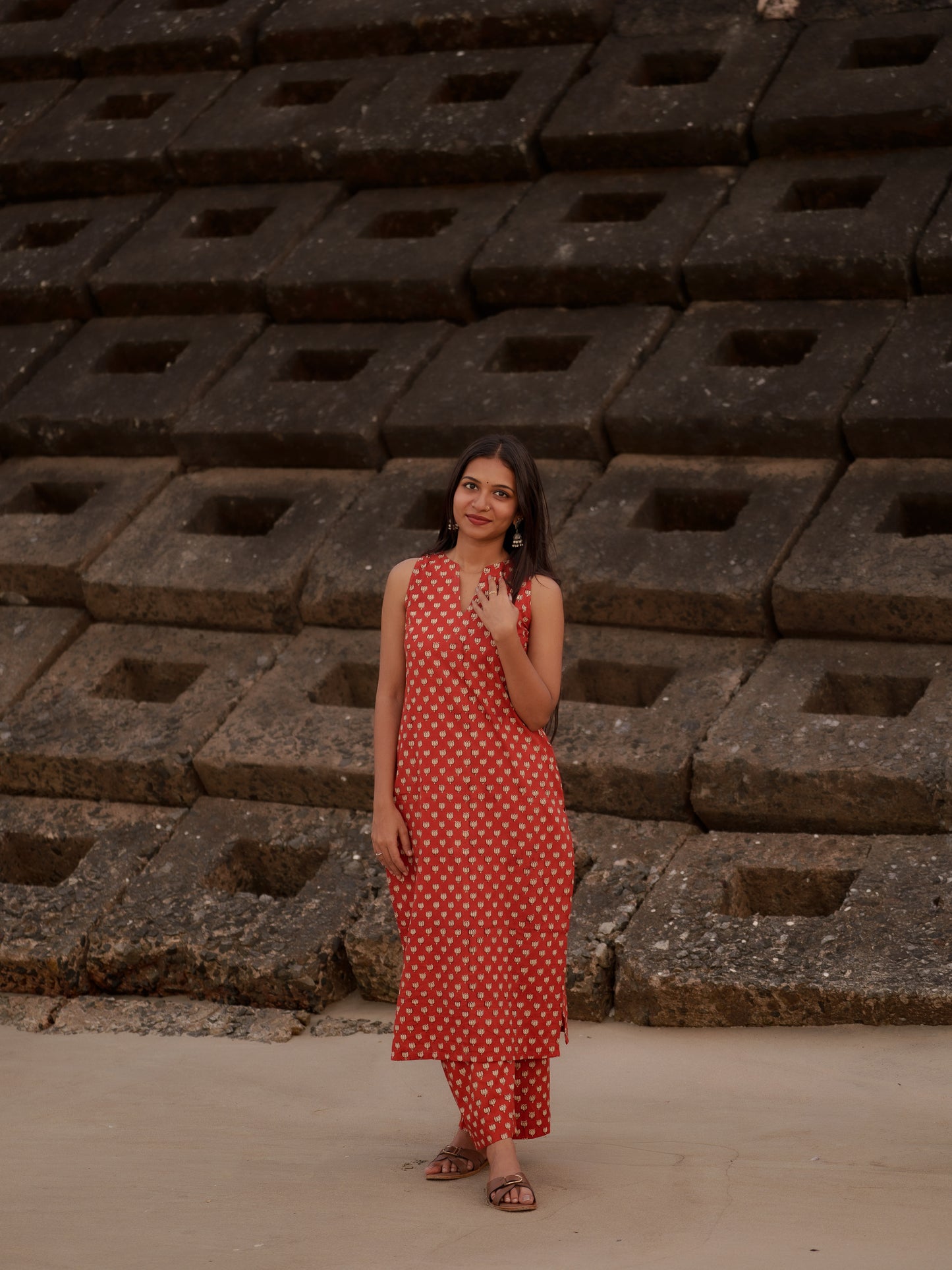 Gamyam Madder Red Bagru Co-ord Set