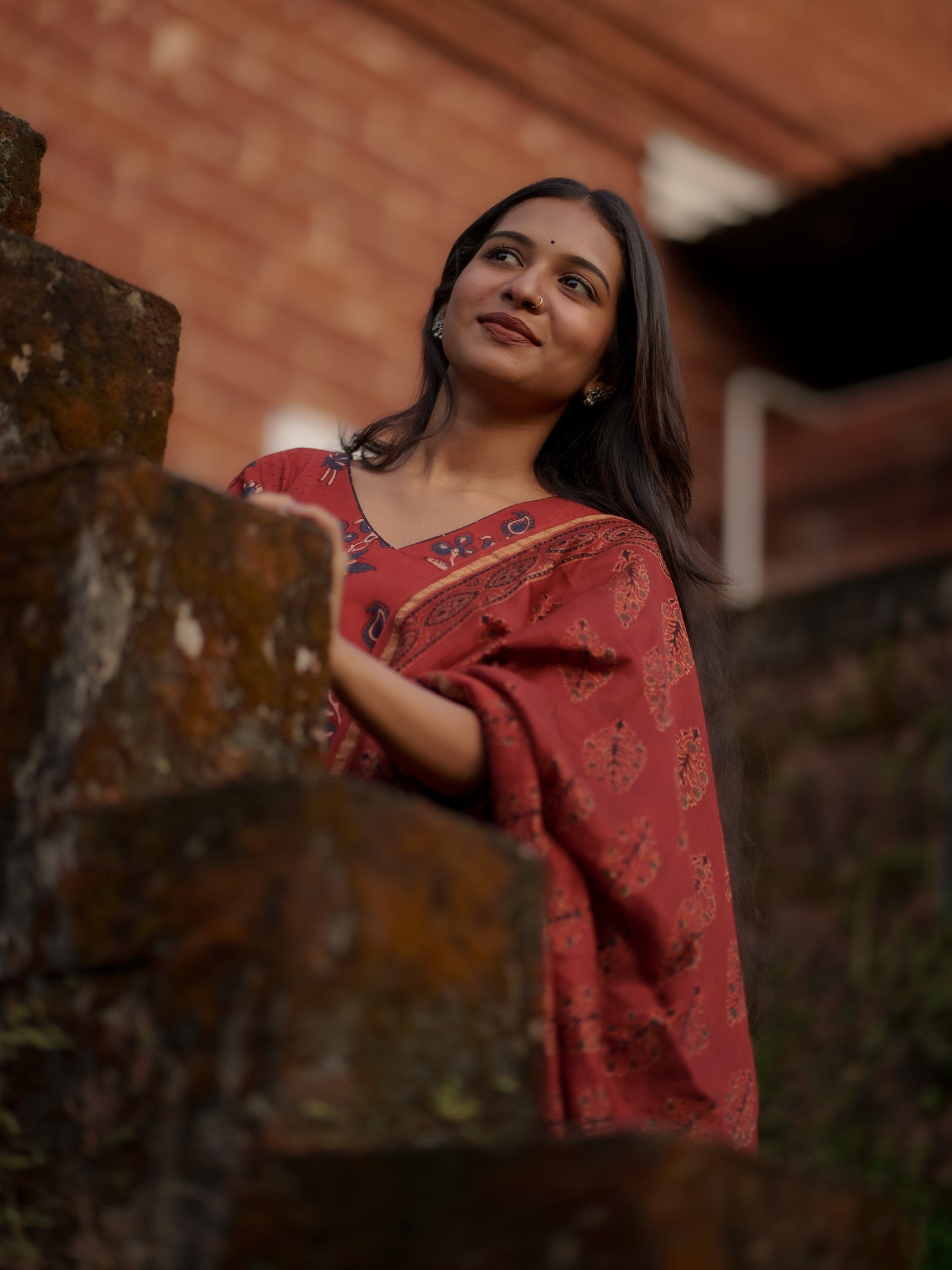 Kaaya Madder Red Ajrakh Kalidaar Set
