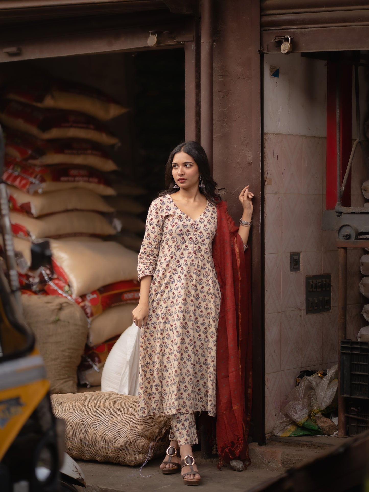 Maya Beige Bagru Co-ord Set