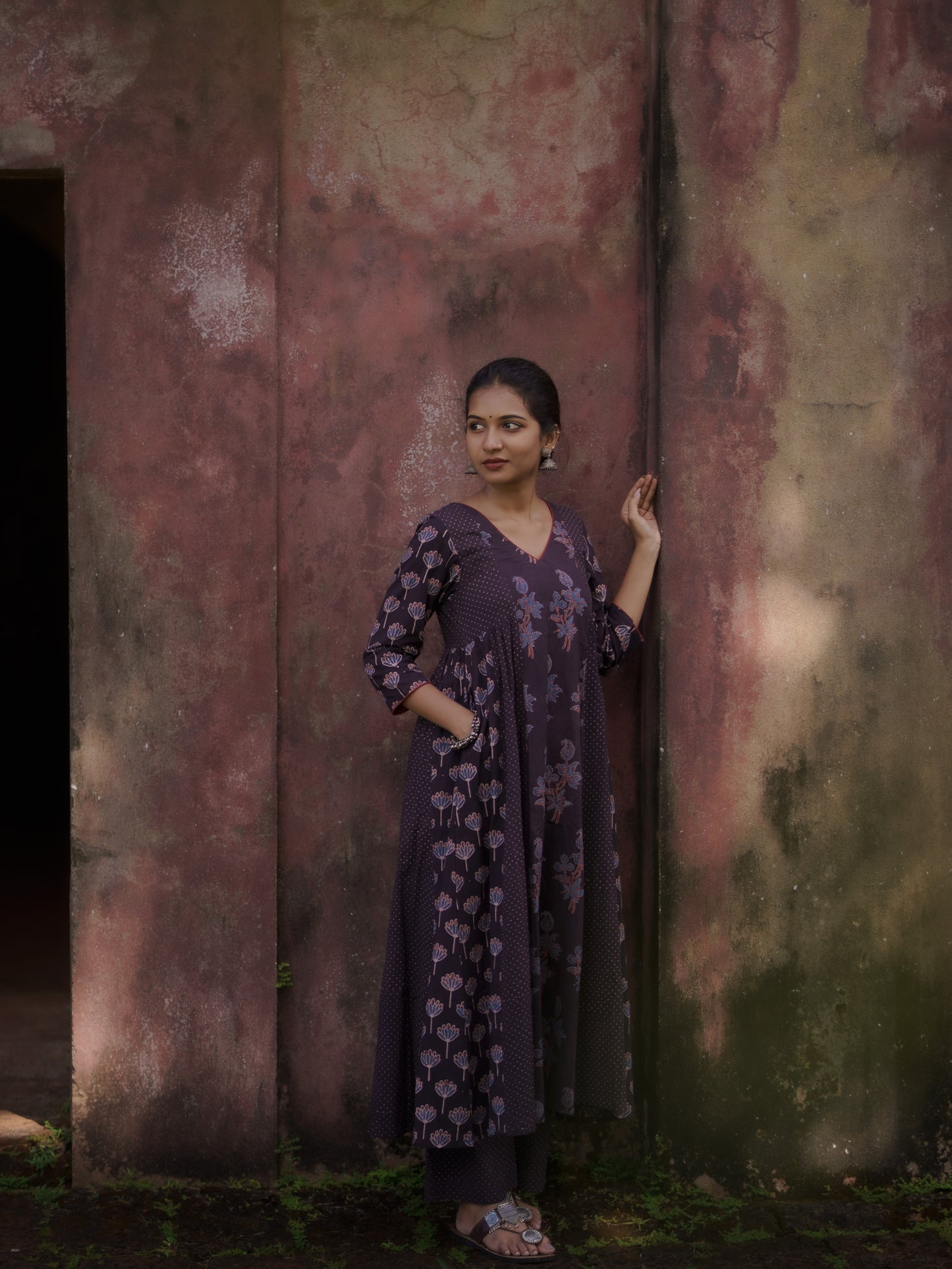 Kaaya Black Ajrakh Kalidaar Set