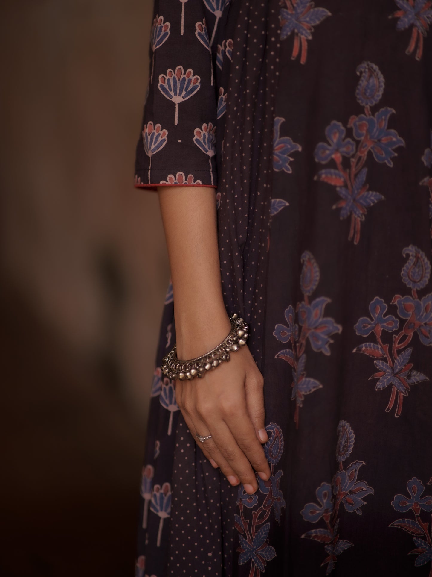 Kaaya Black Ajrakh Kalidaar Set