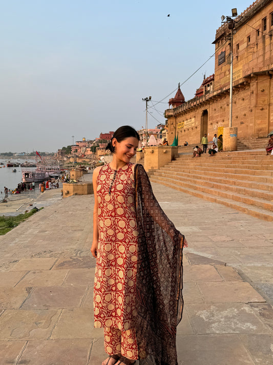 Abeer Madder Sanganeri Co-ord Set