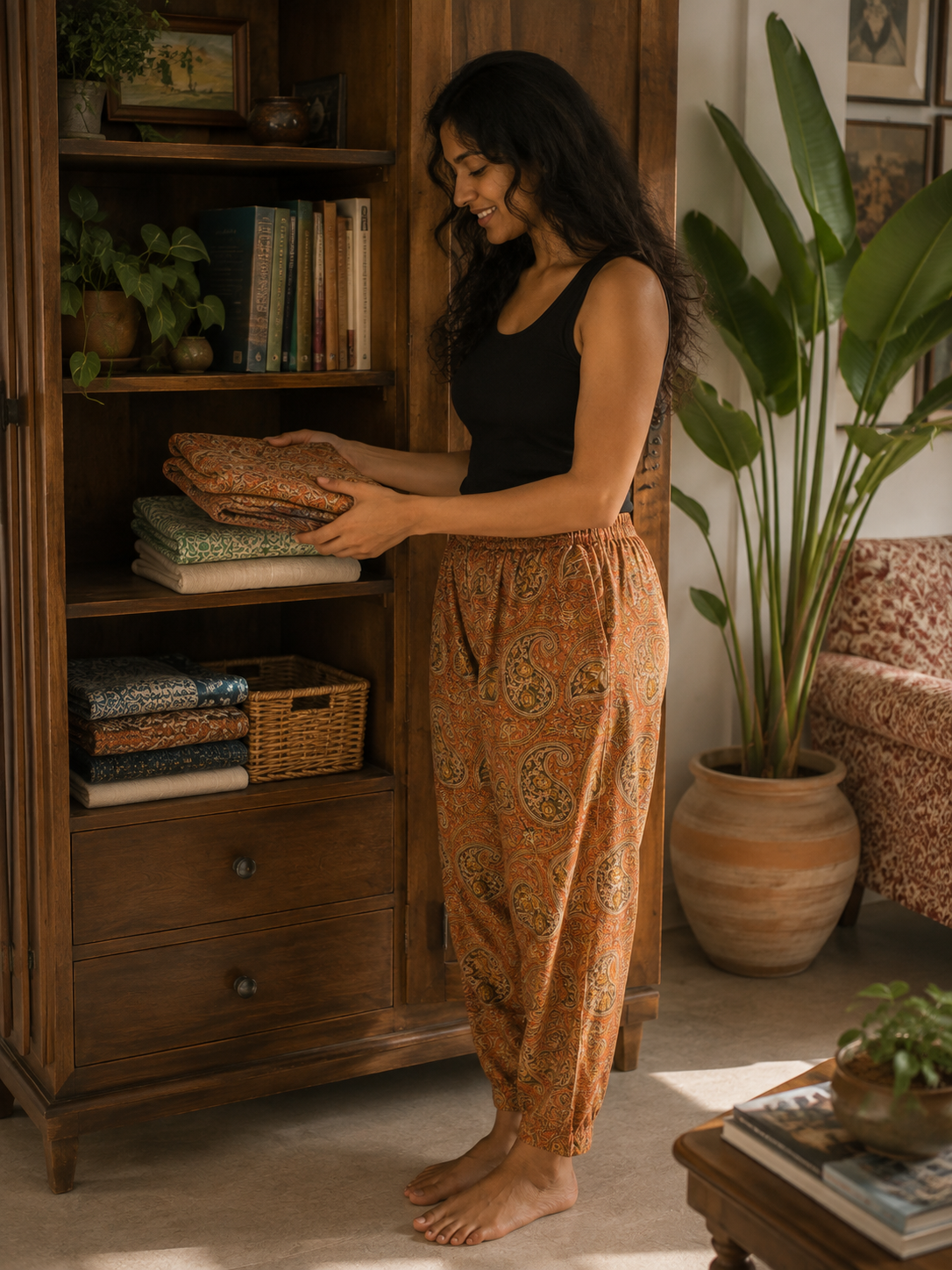 Ajrakh Comfort Pants Pumpkin Pink