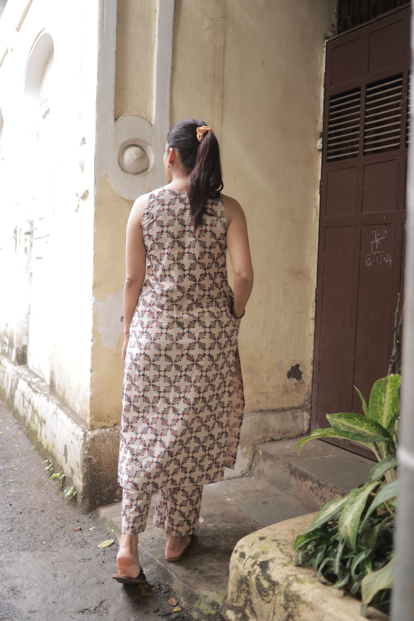 Varnam Beige Kalamkari Co-ord Set