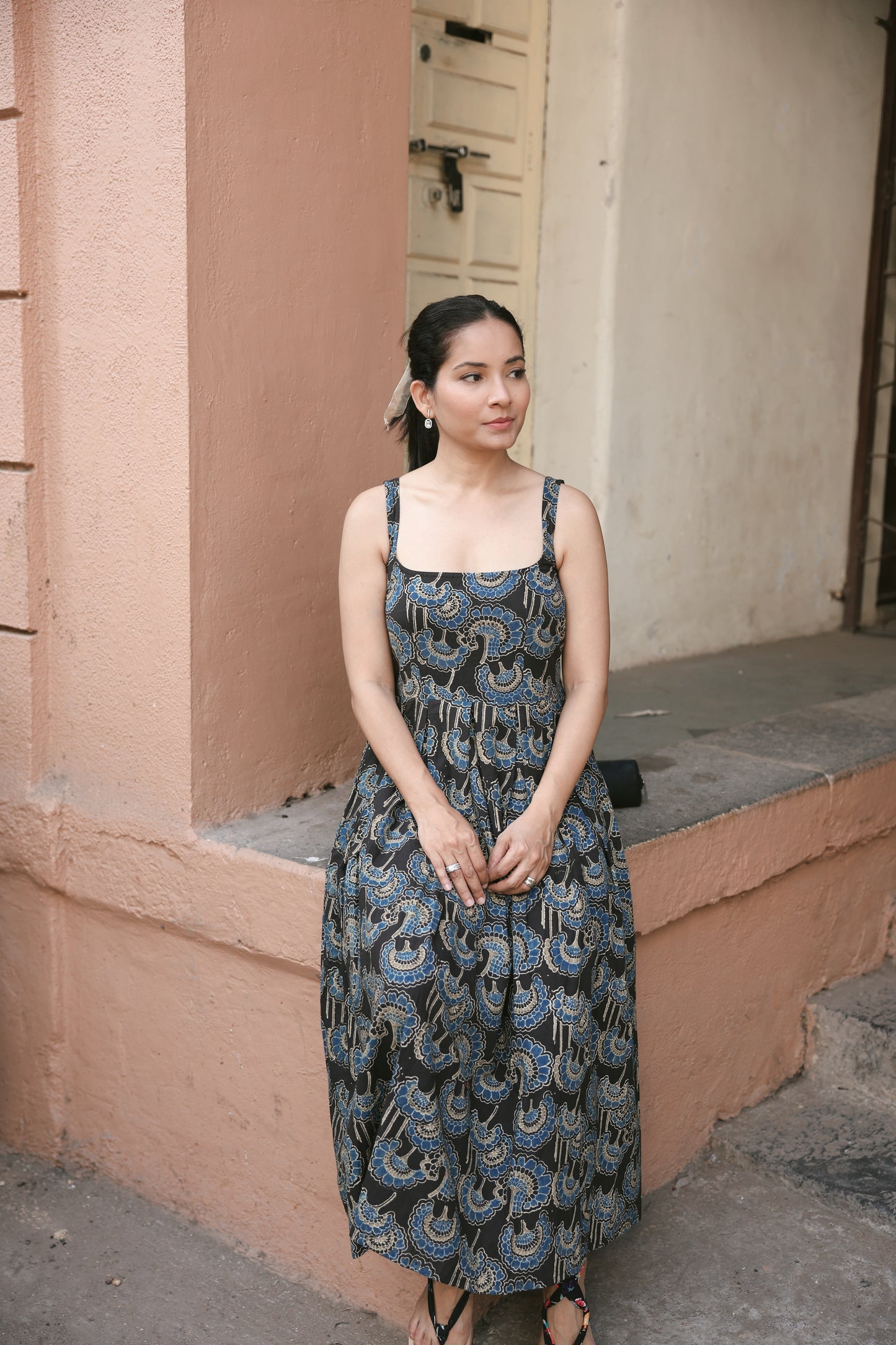 Zanzibar Grey Ajrakh Dress