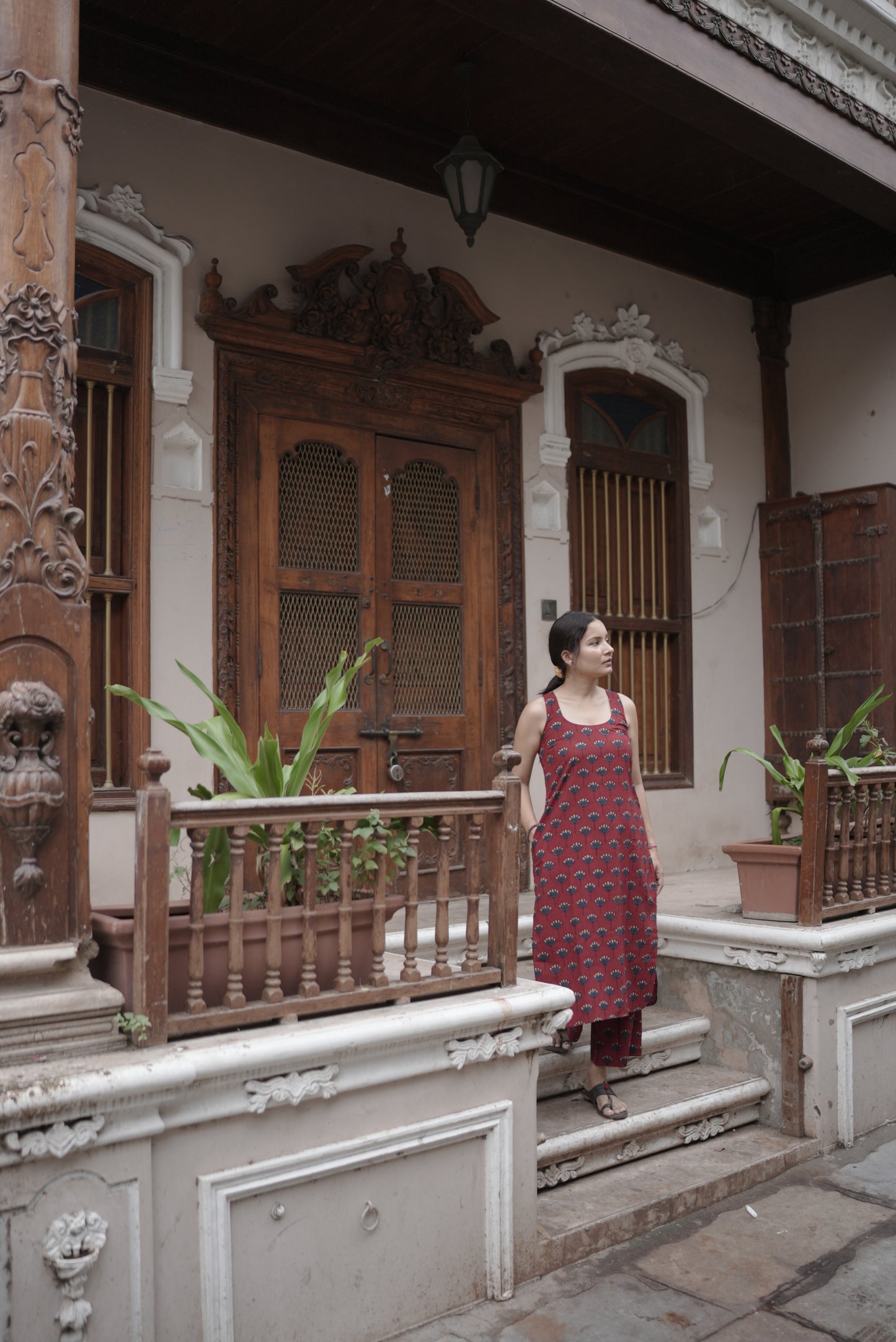 Saaya Madder Red Ajrakh Co-ord Set