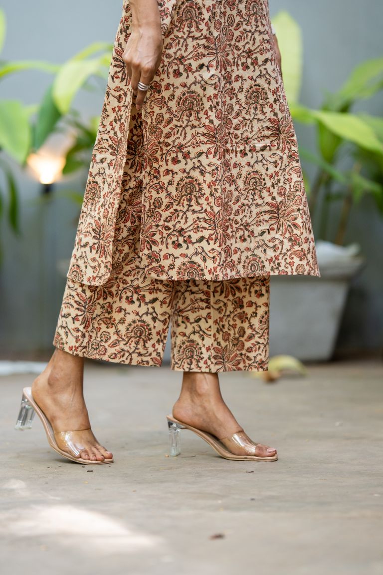 Saaya Beige Kalamkari Co-ord Set
