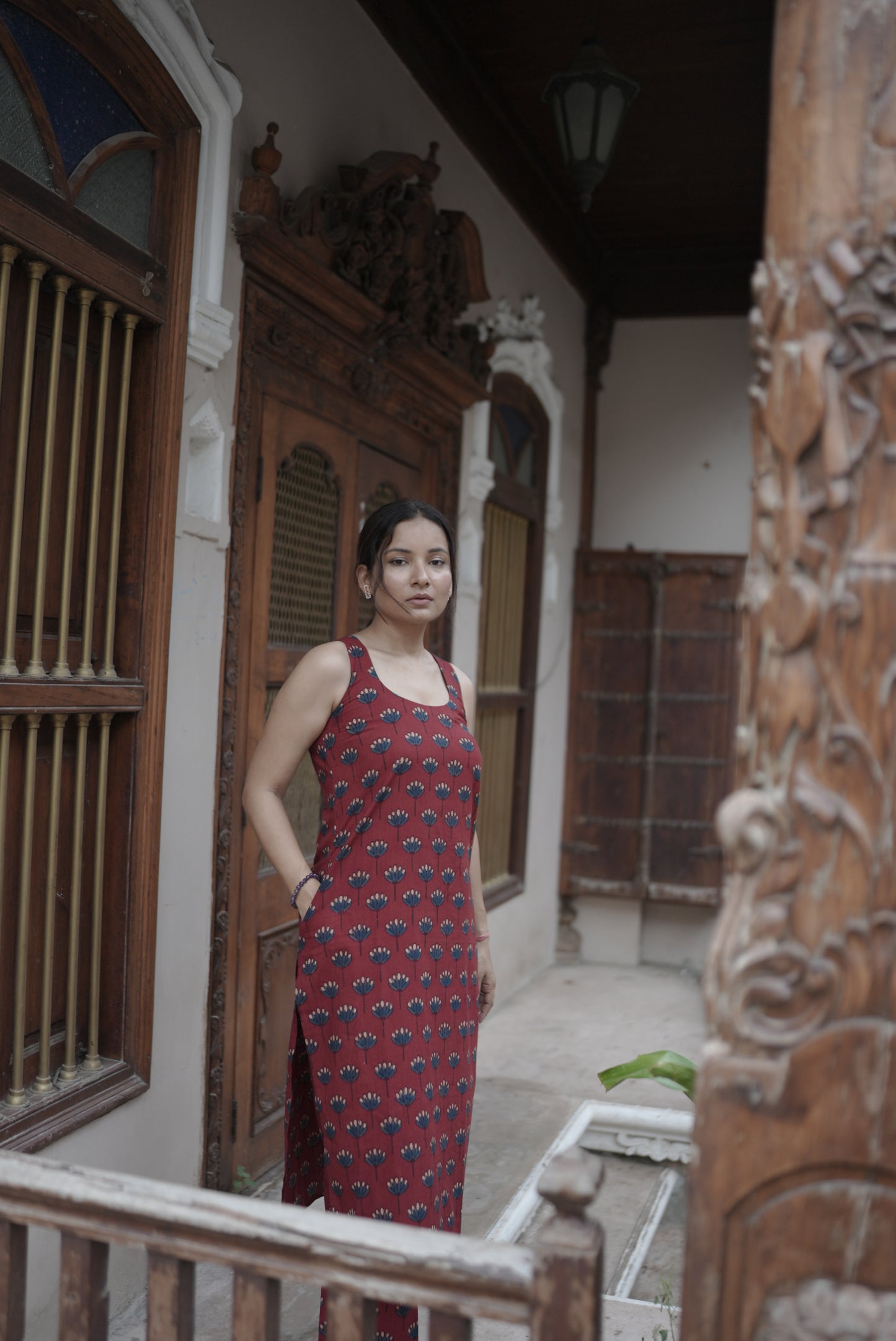 Saaya Madder Red Ajrakh Co-ord Set