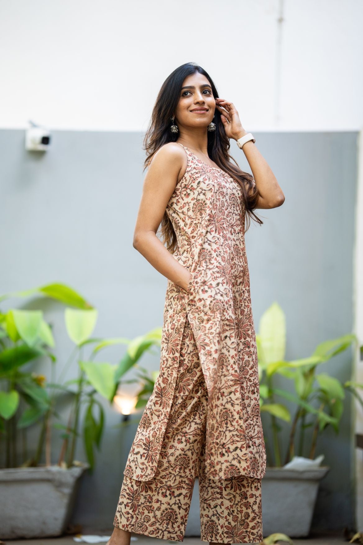 Saaya Beige Kalamkari Co-ord Set