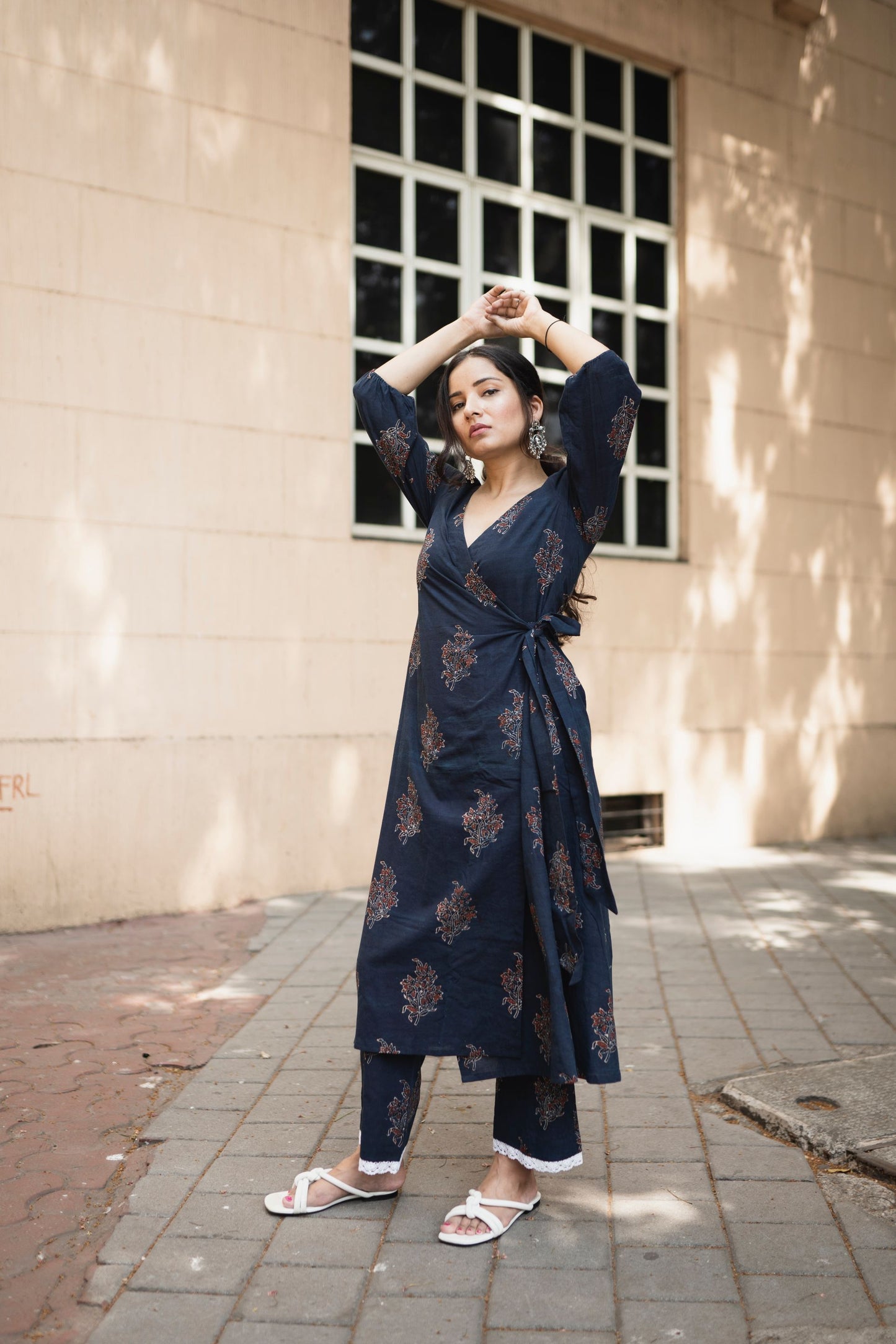 Manzoor Indigo Wrap Set with Dupatta