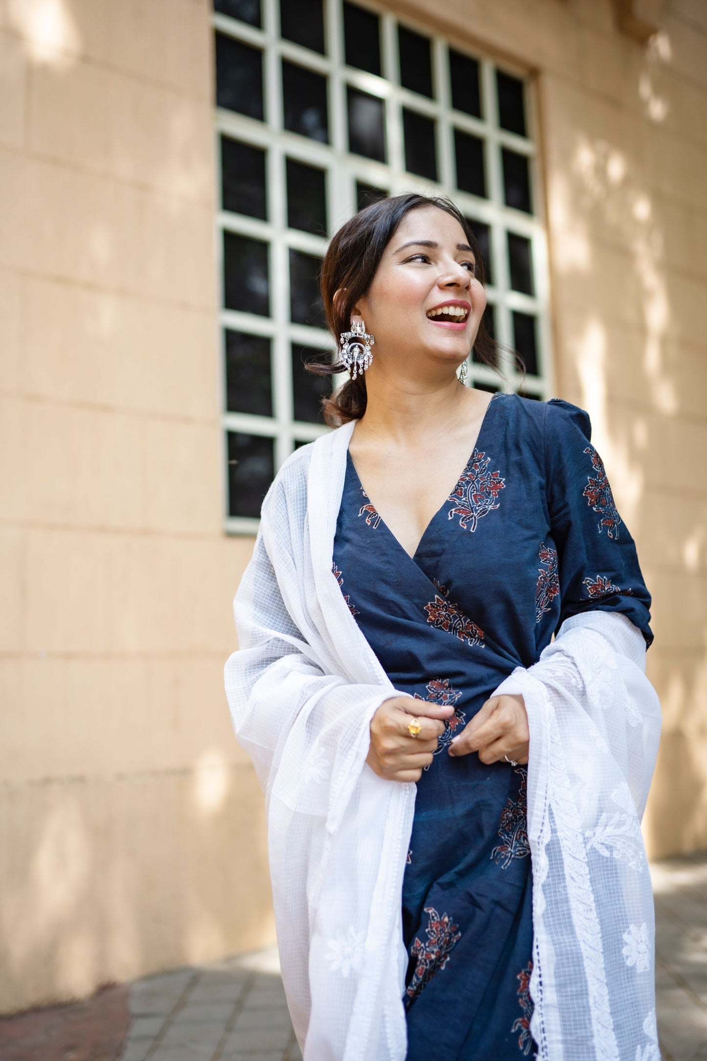 Manzoor Indigo Wrap Set with Dupatta