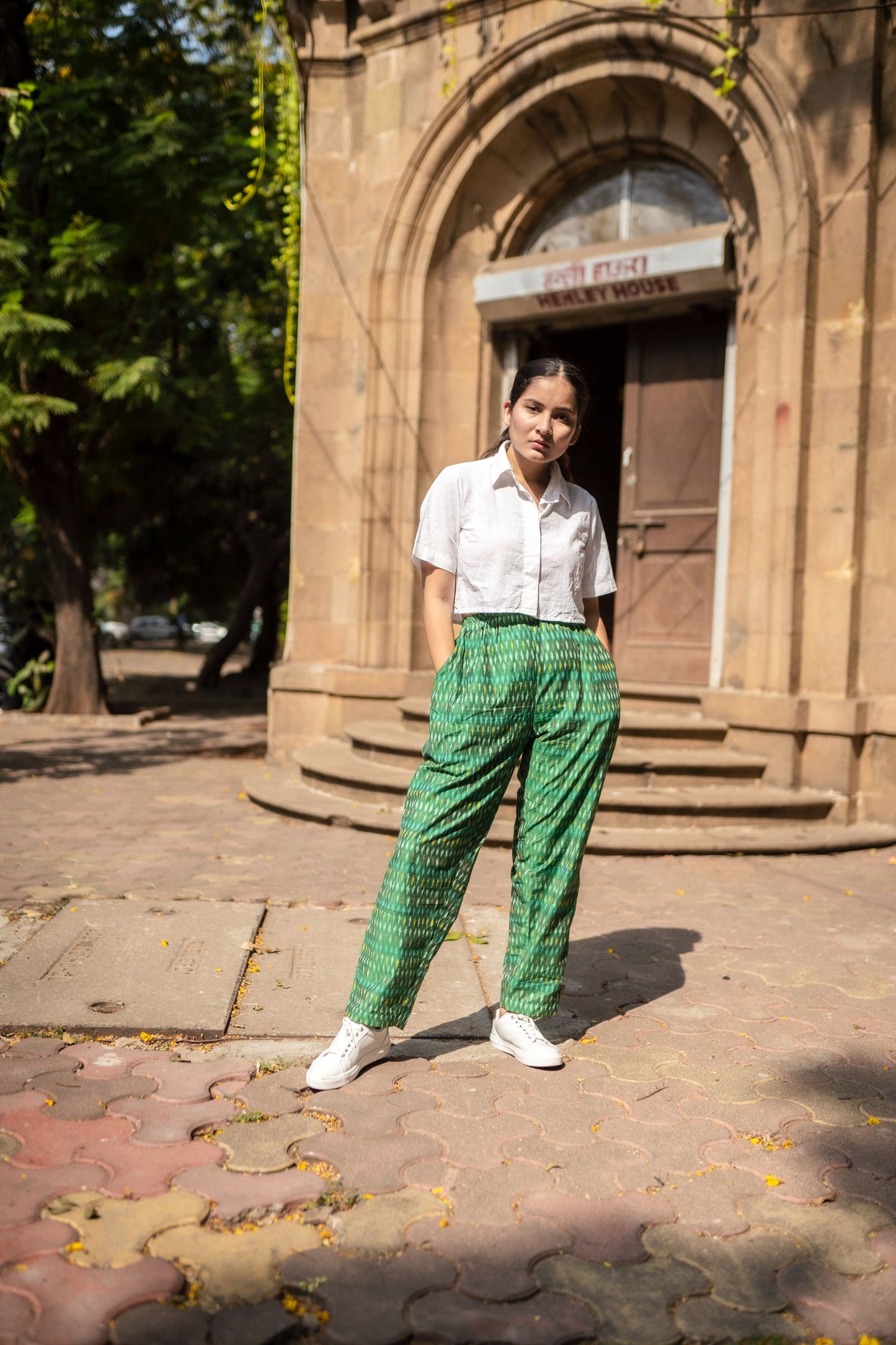 Blue Ikat Mercerised Lazy Pants