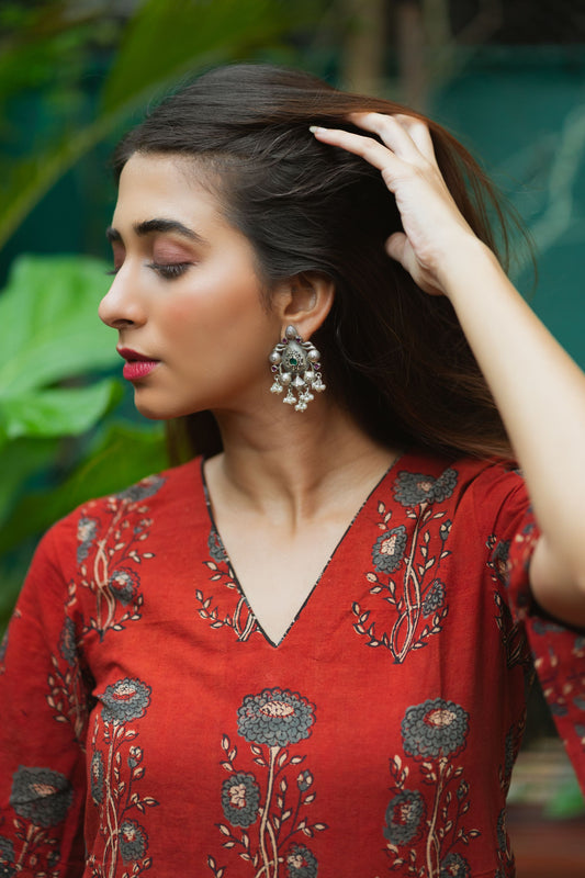 Mannat Madder Red Ajrakh Set