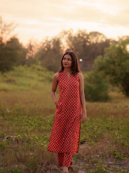 Gamyam Madder Red Bagru Co-ord Set