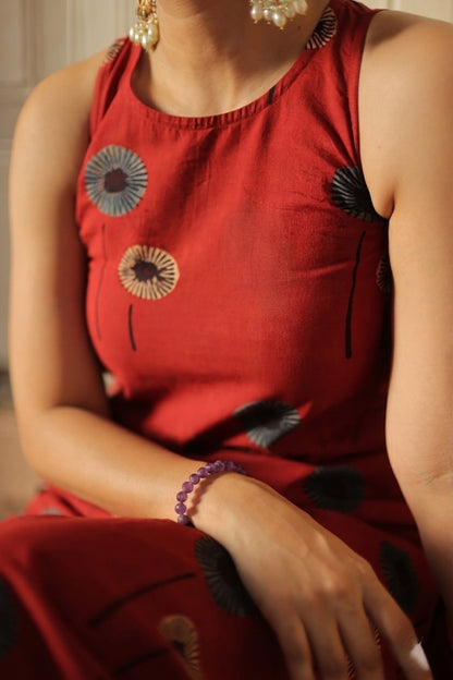 Laya Madder Red Ajrakh Co-ord Set