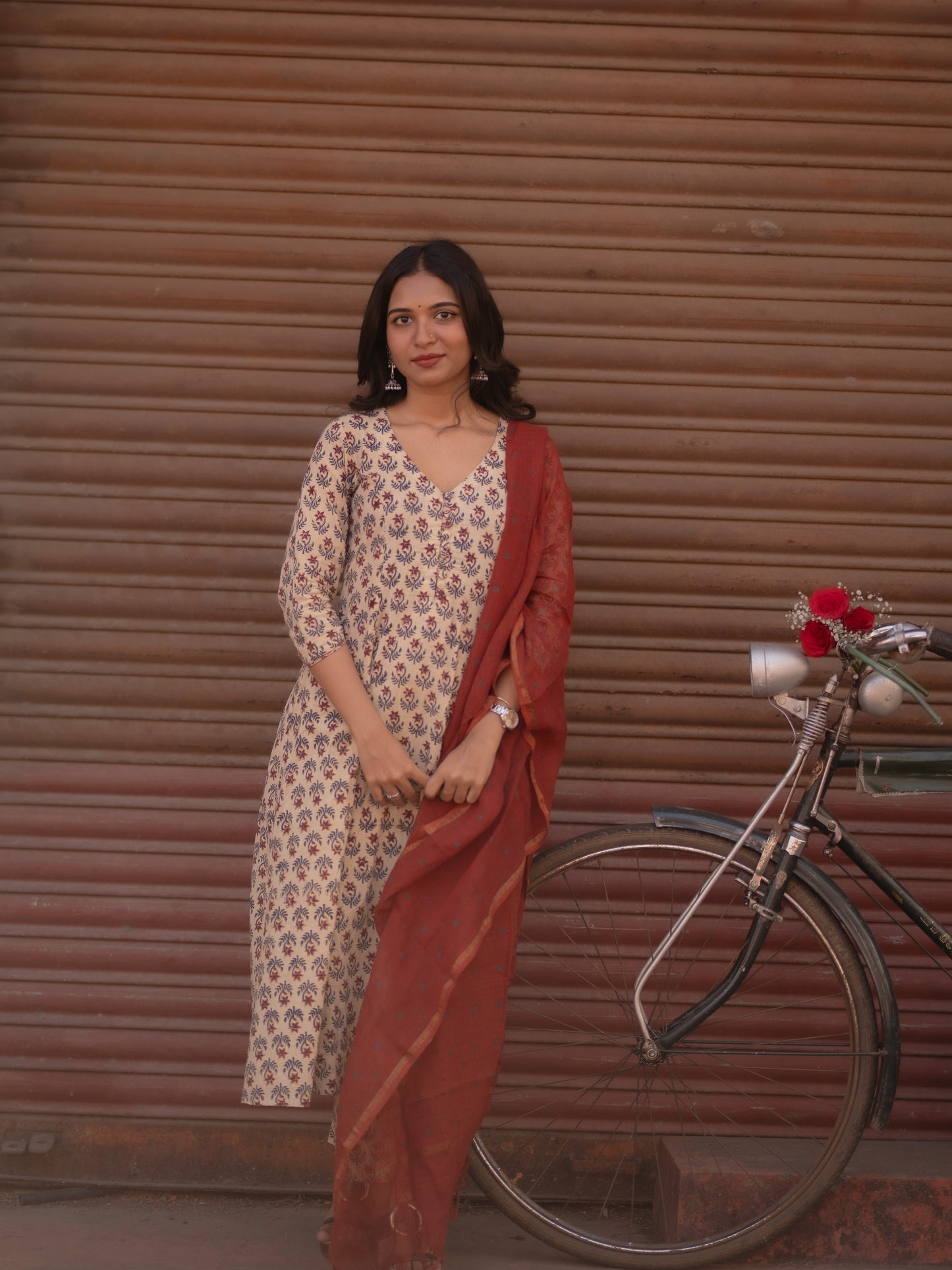 Maya Beige Bagru Co-ord Set