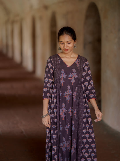 Kaaya Black Ajrakh Kalidaar Set