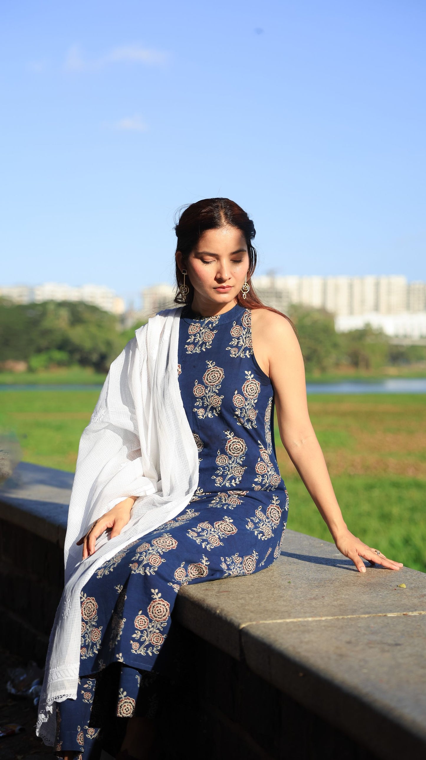 Sabr Indigo Ajrakh Set