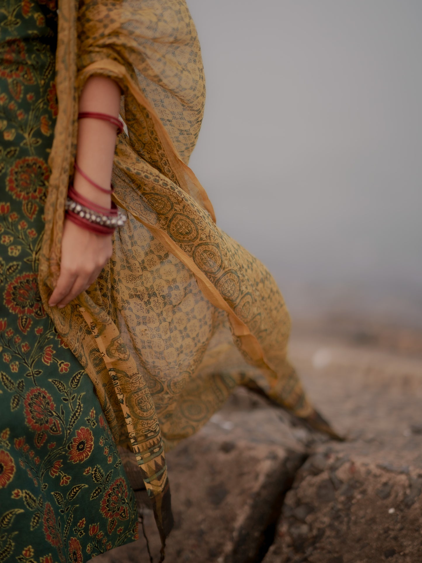 Varnam Hara Ajrakh Co-ord Set