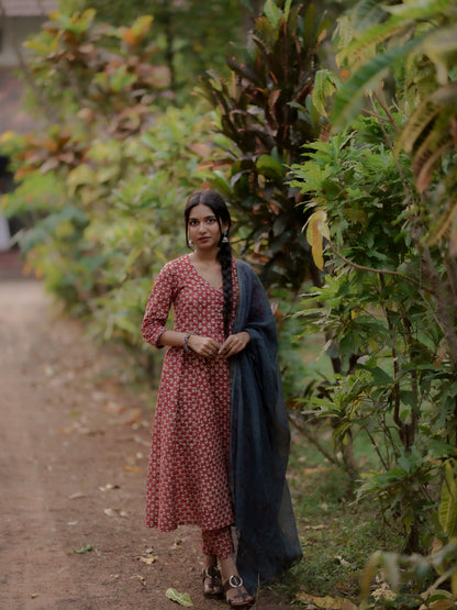 Maya Madder Red Bagru Co-ord Set