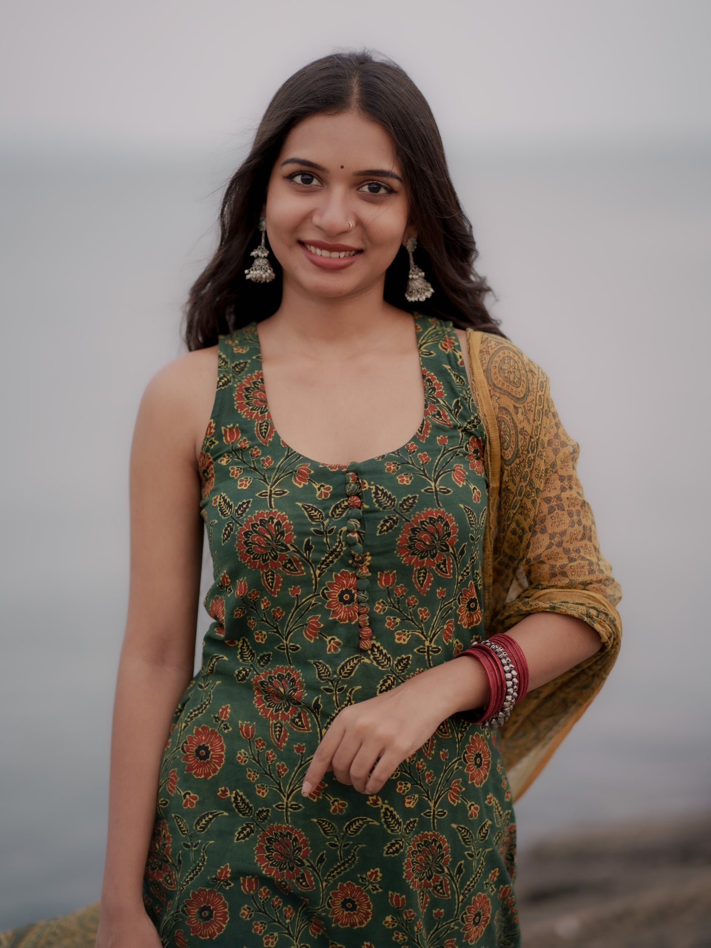 Varnam Hara Ajrakh Co-ord Set