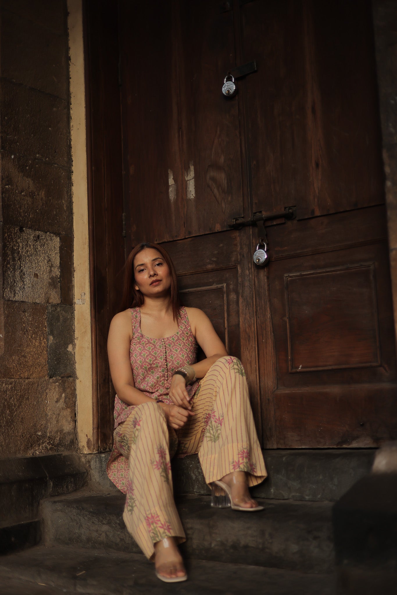 Hriday Dusty Pink Sanganeri Farsi Salwar Set