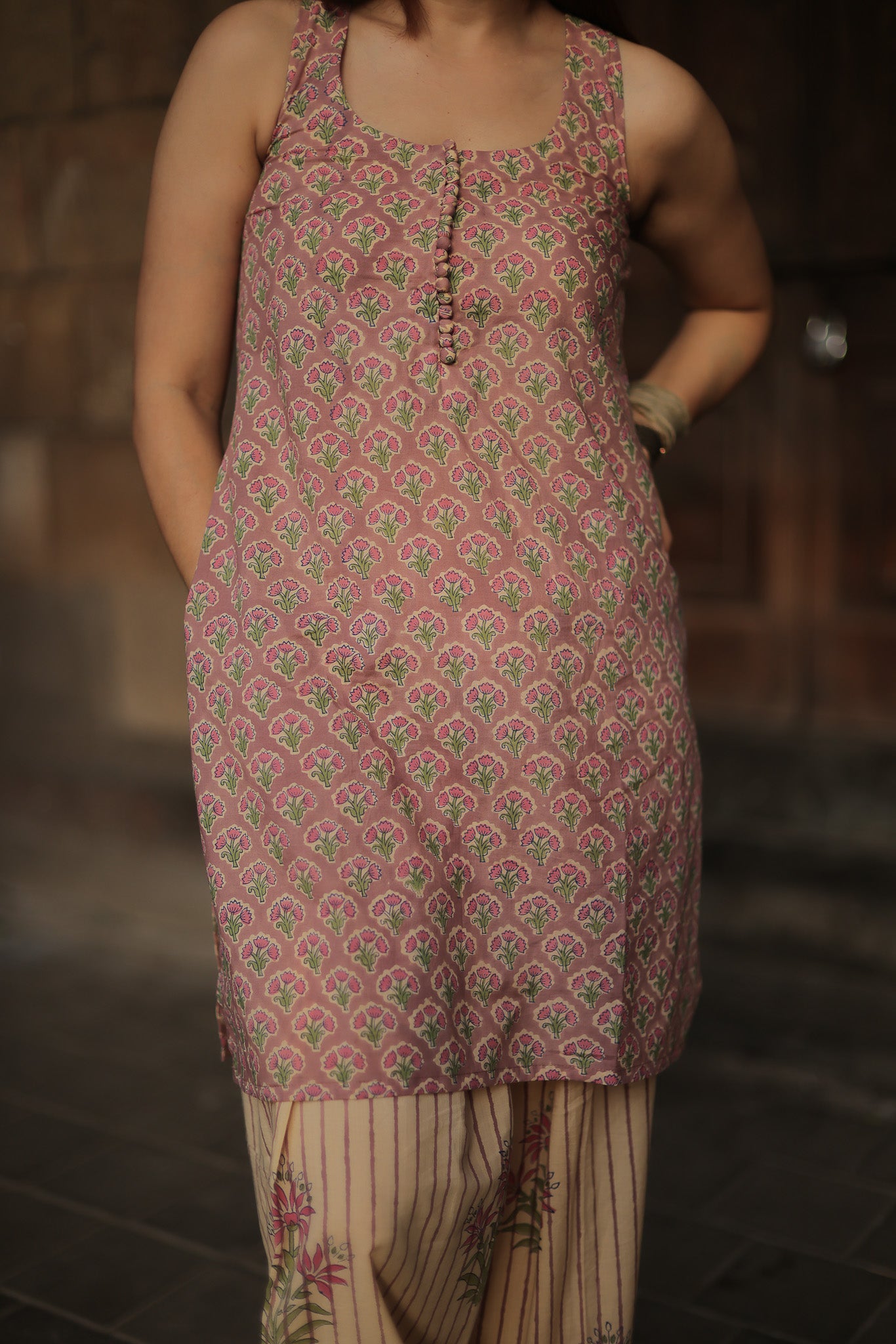 Hriday Dusty Pink Sanganeri Farsi Salwar Set