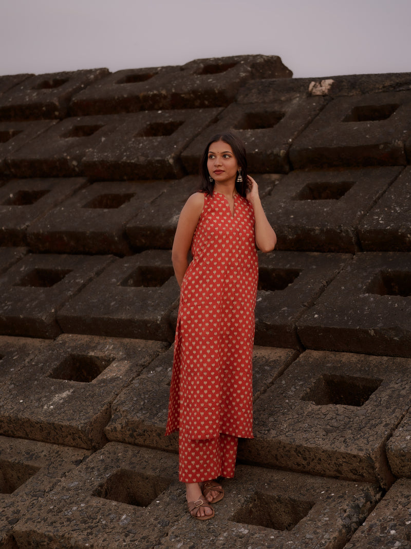 Gamyam Madder Red Bagru Co-ord Set