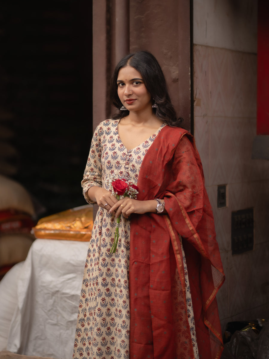 Maya Madder Red Kota Cotton Ajrakh dupatta