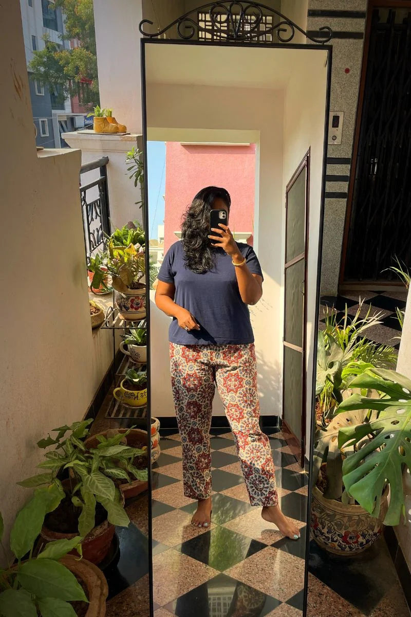 Ajrakh Lazy Pants Floral Beige