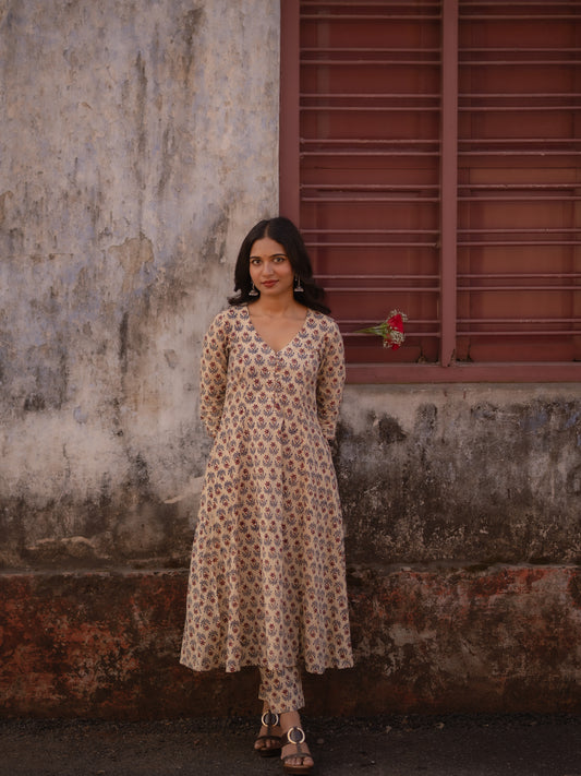 Maya Beige Bagru Co-ord Set